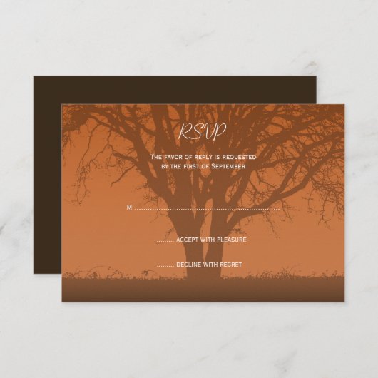 Rustikale Orangenbaum-Hochzeitskarte RSVP Karte (Vorne/Hinten)