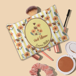 Rustikale Orangenblüten Gelbe Streifen Individuell Zubehörtasche