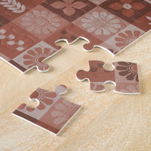 Rustikale Orangenbraun Blume Puzzle