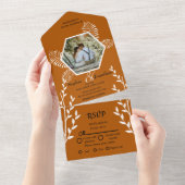 rustikale Orangenhochzeit All In One Einladung (Abreißen)