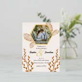 rustikale Orangenhochzeit Folie Einladungspostkarte (Stehend vorne)