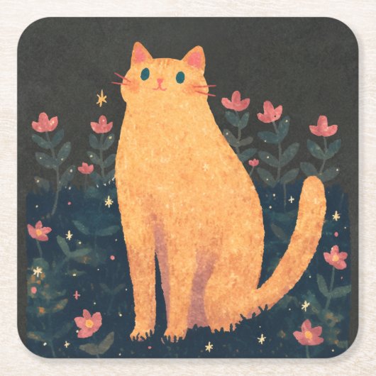 Rustikale Orangenkatze Rechteckiger Pappuntersetzer (Vorderseite)