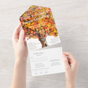 Rustikale Orangenkoralle und Hochzeit von Rotem Ah All In One Einladung