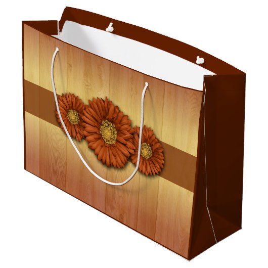 Rustikale Orangensaftbeutel Blume Große Geschenktüte (Rückseite Schrägansicht)