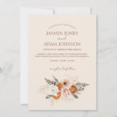 Rustikale Orangenscheiben Pfirsichweiße Blume Hoch Einladung (Vorderseite)