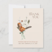 Rustikale Orangenscheiben Weiße Blume Hochzeit Dankeskarte (Vorderseite)