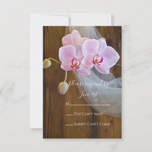 Rustikale Orchideen Country Wedding RSVP Card Karte (Vorderseite)