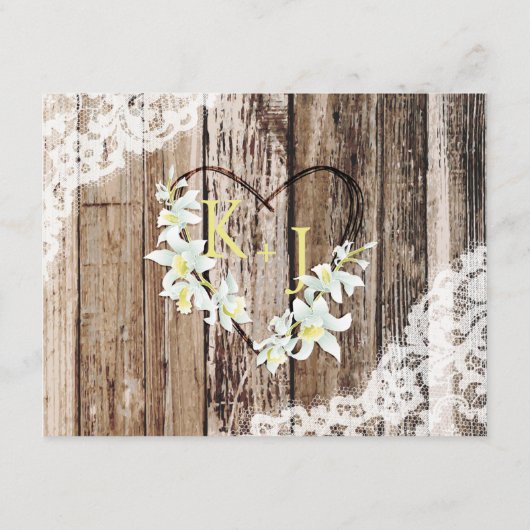 Rustikale Orchideen-hölzerne Begleitkarte (Rückseite)