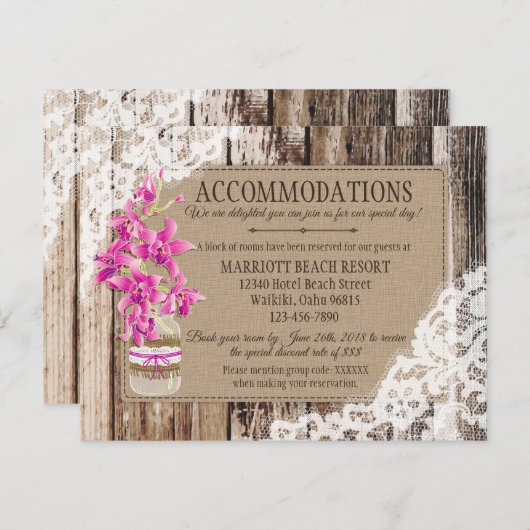 Rustikale Orchideenwohnungen Begleitkarte (Vorne/Hinten)