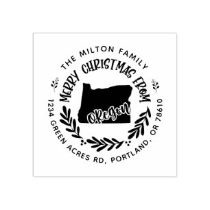 rustikale oregon fröhliche Weihnachten Rücksendead Gummistempel