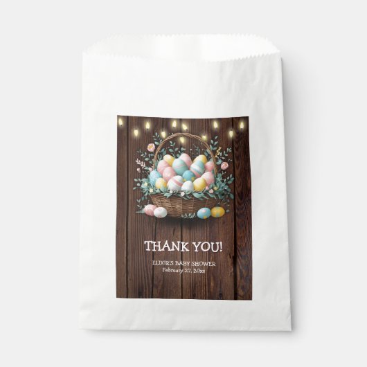 Rustikale Ostereier Babydusche Geschenktütchen (Vorderseite)