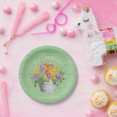 Rustikale Ostereier Blumenkörbe auf Grün Pappteller (Party)