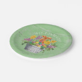 Rustikale Ostereier Blumenkörbe auf Grün Pappteller (Schrägansicht)