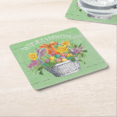 Rustikale Ostereier Blumenkörbe auf grünem Grund Rechteckiger Pappuntersetzer (angewinkelt)