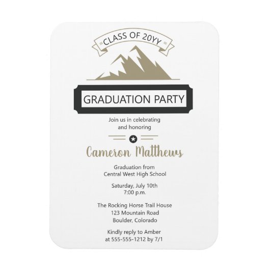 Rustikale Outdoor Mountain Theme Graduation Party Magnet (Vertikal)