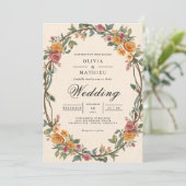 Rustikale Oval Border Wedding Einladung (Stehend Vorderseite)