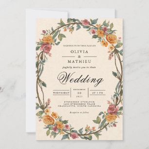 Rustikale Oval Border Wedding Einladung