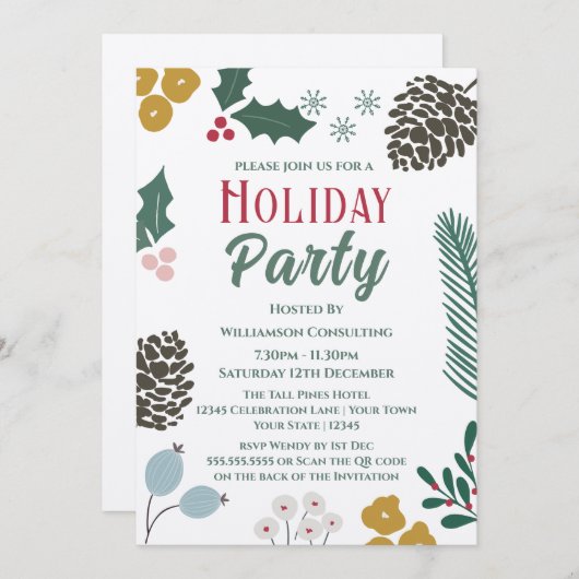 Rustikale Oversitic Branch Company Holiday Party Einladung (Vorne/Hinten)