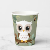Rustikale Owl Woodland Forest Baby Dusche Pappbecher (Rückseite)