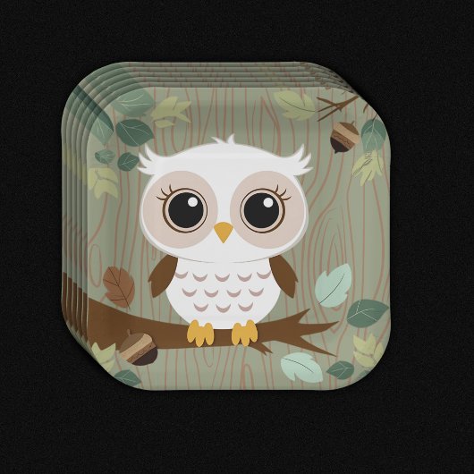 Rustikale Owl Woodland Forest Baby Dusche Pappteller