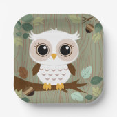 Rustikale Owl Woodland Forest Baby Dusche Pappteller (Vorderseite)