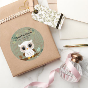 Rustikale Owl Woodland Forest Baby Dusche Runder Aufkleber