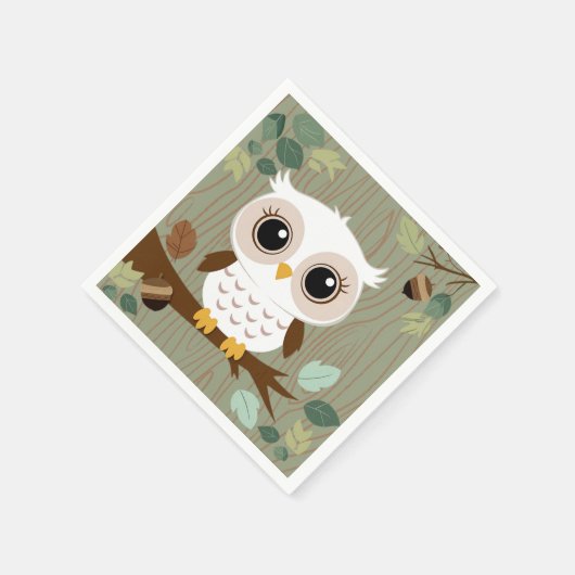 Rustikale Owl Woodland Forest Baby Dusche Serviette (Ecke)