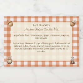 Rustikale Owls Acorns Herbst Ingwer Cooke Mix Lebensmitteletikett