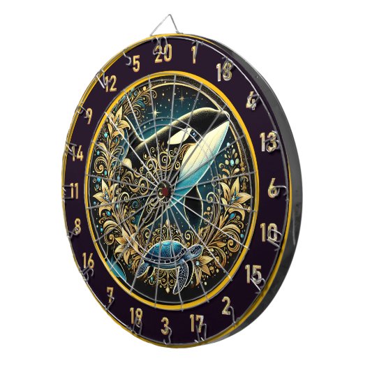 Rustikale Ozeanwelt Dartboard Wall Art Dartscheibe (Vorderseite rechts)