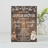 Rustikale Paare Dusche Western Braun Hochzeit Einladung (Stehend Vorderseite)