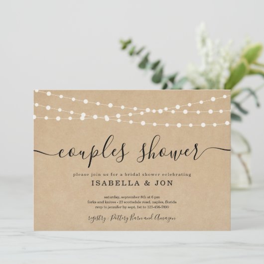 Rustikale Paare Polterabend Einladung (Stehend Vorderseite)