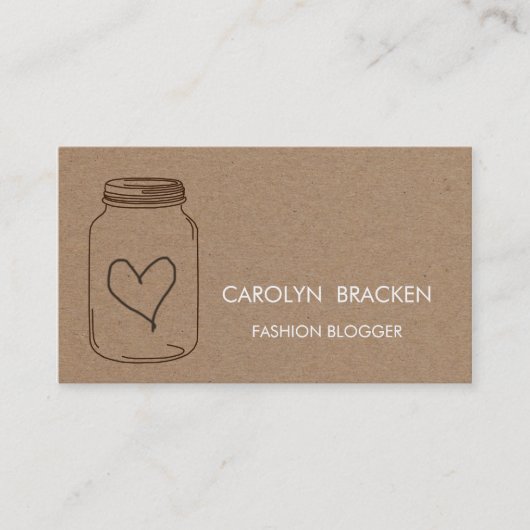 Rustikale Packpapier-Herz-Illustration Browns Visitenkarte (Vorderseite)