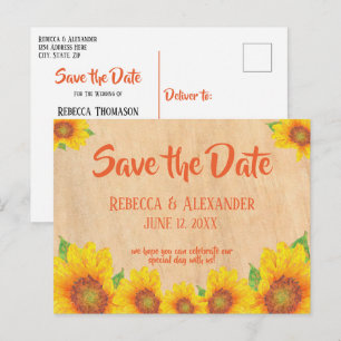 Rustikale, painterly Sonnenblume Save the Date Postkarte
