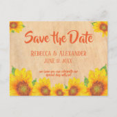 Rustikale, painterly Sonnenblume Save the Date Postkarte (Vorderseite)