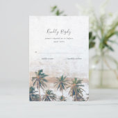 Rustikale Palm Tree Beach Hochzeit in Urlaubsort RSVP Karte (Stehend Vorderseite)