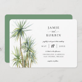 Rustikale Palm Tropical Beach Hochzeit Einladung
