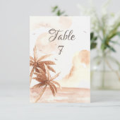 Rustikale Palmen-Hochzeit Einladung (Stehend Vorderseite)