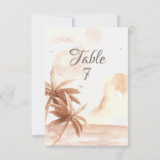 Rustikale Palmen-Hochzeit Einladung (Rückseite)