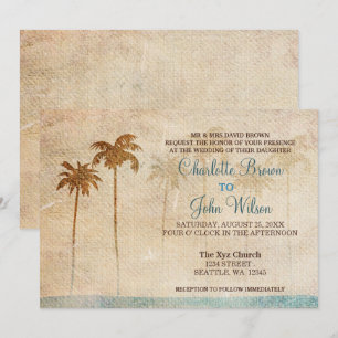 Rustikale Palmen Trees Beach Hochzeitseinladungen Einladung