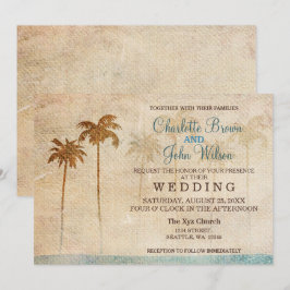 Rustikale Palmen Trees Beach Hochzeitseinladungen Einladung