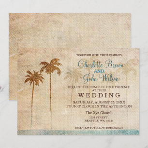 Rustikale Palmen Trees Beach Hochzeitseinladungen Einladung