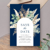 Rustikale Pampas Eucalyptus Arch Navy Blue Wedding Save The Date