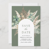 Rustikale Pampas-Eukalyptus-Bogen-Hochzeit in Sage Save The Date (Vorderseite)