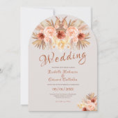 Rustikale Pampas Gras Bohemische Rose und Kupfer Einladung (Vorderseite)