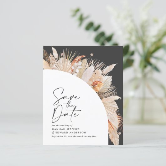 rustikale Pampas Gras Hochzeit sparen das Datum (Stehend Vorderseite)