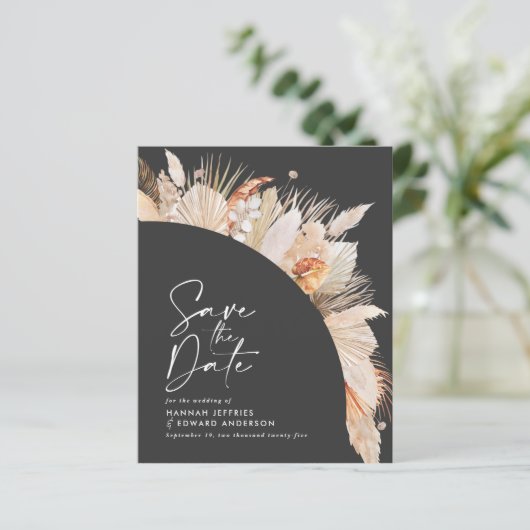 rustikale Pampas Gras Hochzeit sparen das Datum (Stehend Vorderseite)