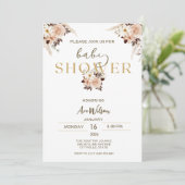 Rustikale Pampas Grass Boho Baby Dusche Einladunge Einladung (Stehend Vorderseite)