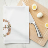 Rustikale Pampas Grass | Cotton Wreath Monogram Geschirrtuch (Viertel Falte)