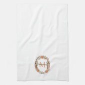 Rustikale Pampas Grass | Cotton Wreath Monogram Geschirrtuch (Vertikal)