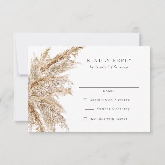 Rustikale Pampas Grass Wedding RSVP Antwort (Vorderseite)
